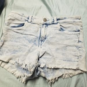 Light acid was high waisted shorts